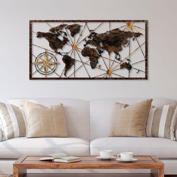 Dekorativ metal-vægdekoration Wallxpert World Map Frame (120 x 60 cm) Sort - Boligtilbehør - Billeder & kunst - Posters & plakater