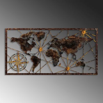 Dekorativ metal-vægdekoration Wallxpert World Map Frame (120 x 60 cm) Sort - Boligtilbehør - Billeder & kunst - Posters & plakater