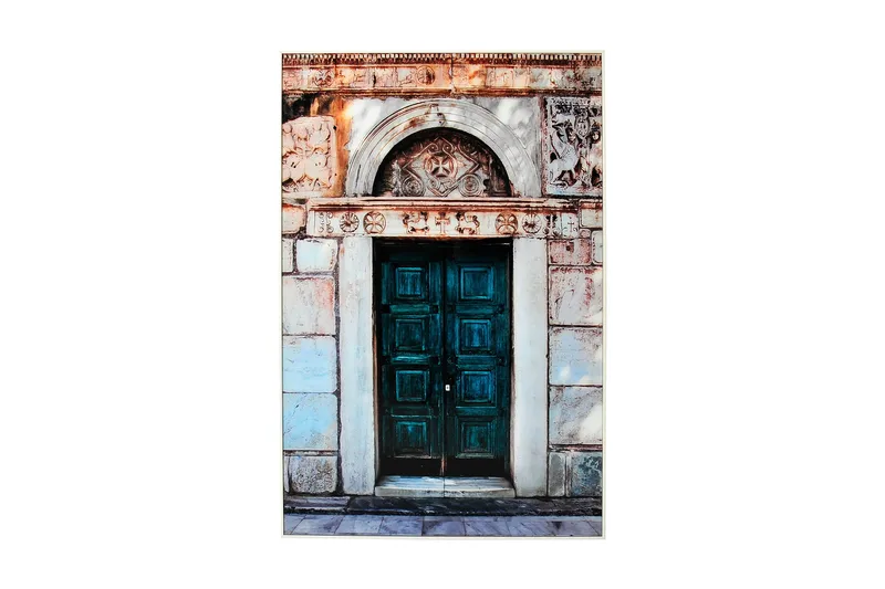 Grøn Dør Billede, 80x120 cm Flerfarvet