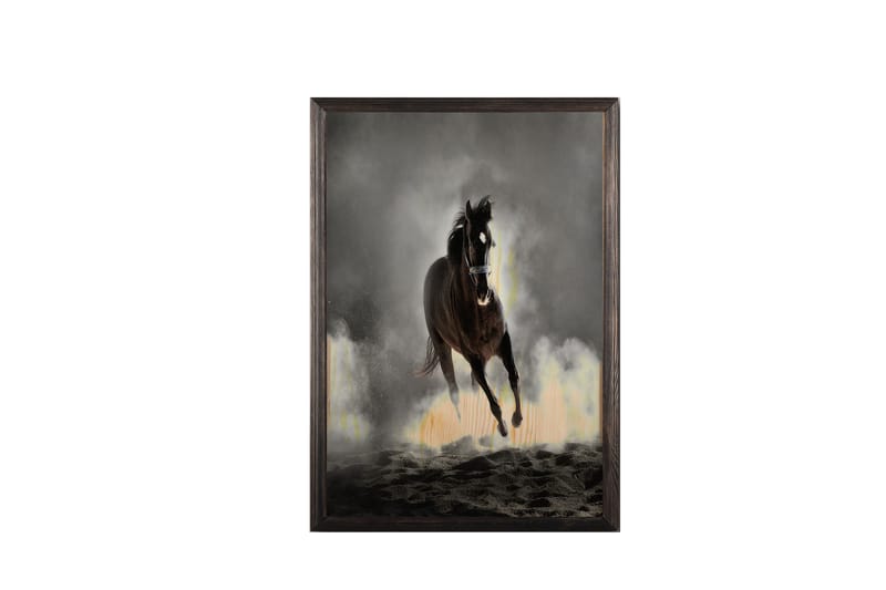 Horse Running On The Beach Painting Grå/Sort 3 - 35x50 cm - Boligtilbehør - Billeder & kunst