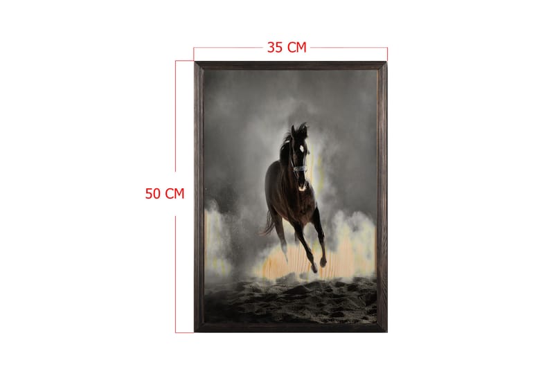 Horse Running On The Beach Painting Grå/Sort 3 - 35x50 cm - Billeder & kunst