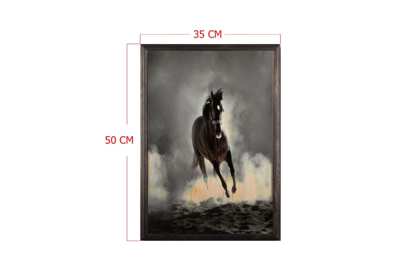 Horse Running On The Beach Painting Grå/Sort 3 - 35x50 cm - Boligtilbehør - Billeder & kunst