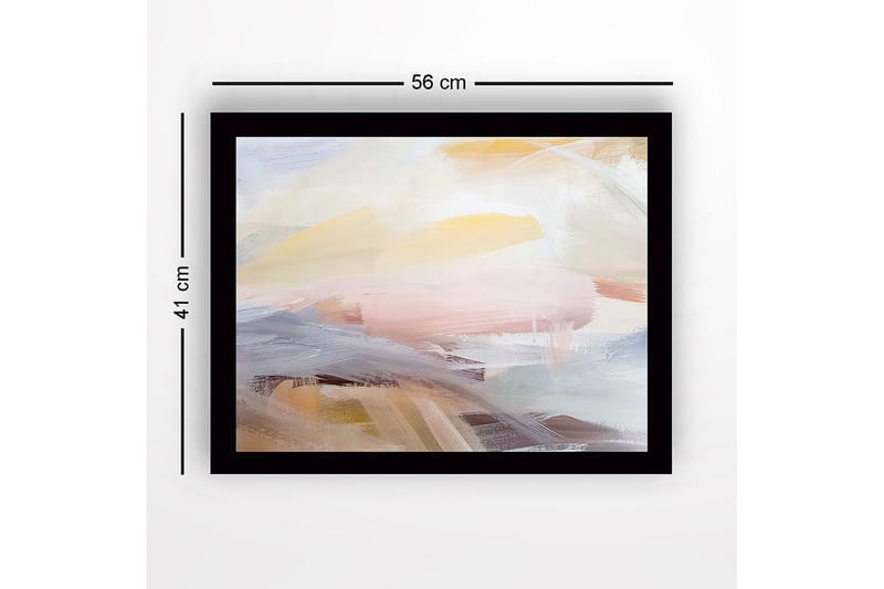 Indrammet lærred i træ - 41x56 cm - Abstrakt komposition med bløde farveovergange - Lys gul / Lys pink / Lys blå - Boligtilbehør - Billeder & kunst