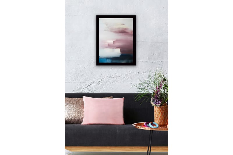 Indrammet lærred i træ - 41x56 cm - Abstrakt komposition med bløde farveovergange - Lyseblå / Pink / Mørkeblå - Boligtilbehør - Billeder & kunst