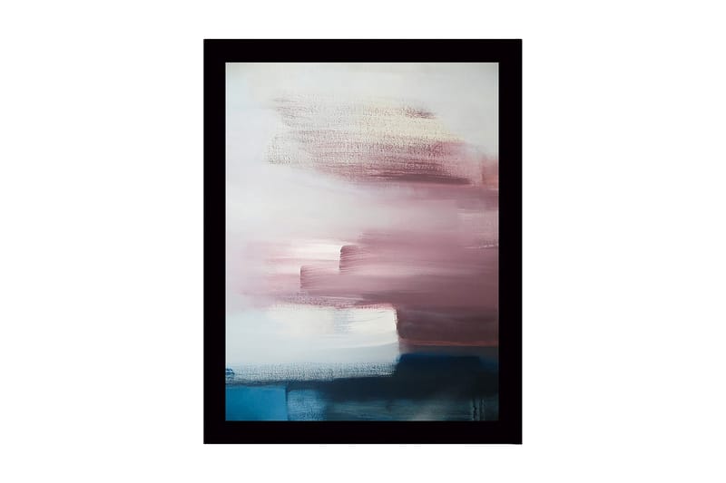 Indrammet lærred i træ - 41x56 cm - Abstrakt komposition med bløde farveovergange, Lyseblå / Pink / Mørkeblå