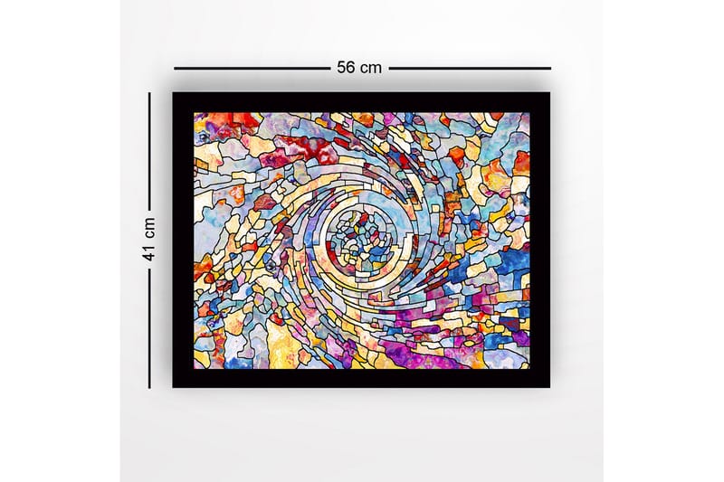 Indrammet lærred i træ - 41x56 cm - Spiraler af farverige mosaikfragmenter - Blå / Rød / Gul - Boligtilbehør - Billeder & kunst