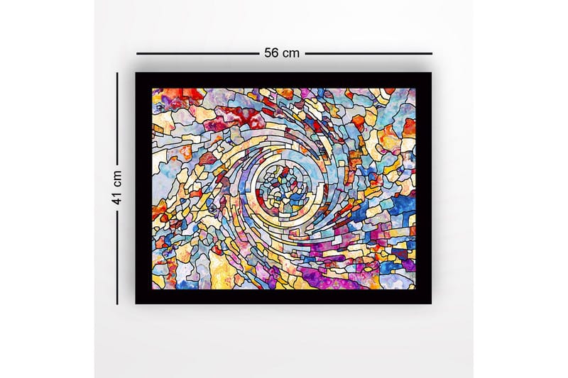 Indrammet lærred i træ - 41x56 cm - Spiraler af farverige mosaikfragmenter - Blå / Rød / Gul - Boligtilbehør - Billeder & kunst