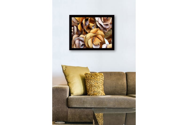 Indrammet lærred i træ - 41x56 cm - Tørrede roser i naturlige nuancer - Lysebrun / Beige / Hvid - Boligtilbehør - Billeder & kunst