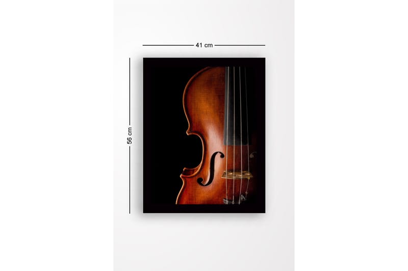 Indrammet lærredstryk i træ - 41x56 cm - Elegant violin med detaljeret træstruktur - Mørkebrun / Lysebrun / Sort - Boligtilbehør - Billeder & kunst