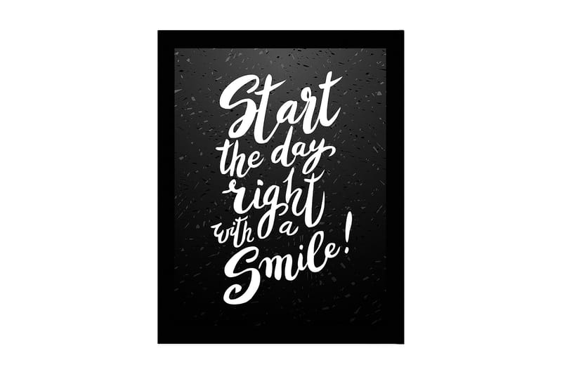 Indrammet lærredstryk i træ - 41x56 cm - Inspirerende citat med håndskrevet typografi, Sort / Hvid