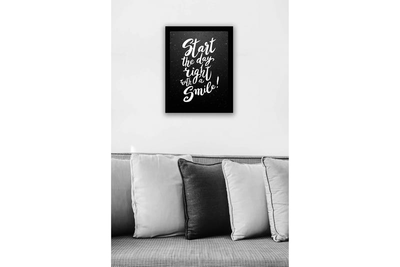 Indrammet lærredstryk i træ - 41x56 cm - Inspirerende citat med håndskrevet typografi - Sort / Hvid - Boligtilbehør - Billeder & kunst