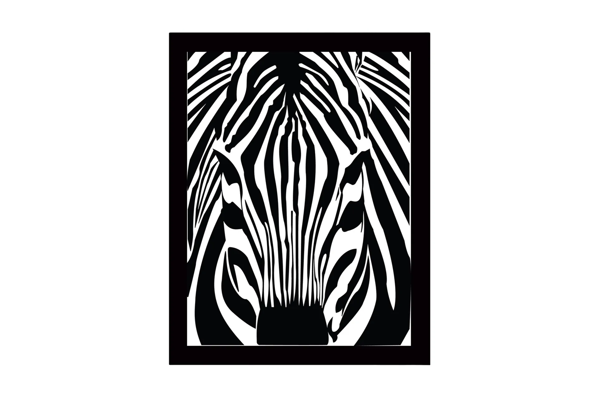 Indrammet lærredstryk i træ - 41x56 cm - Stiliseret zebra med ...