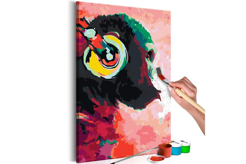 Gør-det-selv-maleri Aber i hovedtelefoner 40x60 cm - Artgeist sp. z o. o. - Boligtilbehør - Billeder & kunst - Mal selv