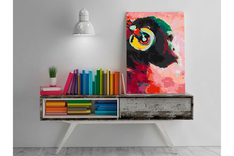 Gør-det-selv-maleri Aber i hovedtelefoner 40x60 cm - Artgeist sp. z o. o. - Boligtilbehør - Billeder & kunst - Mal selv