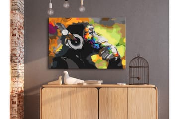Gør-det-selv-maleri Aber i hovedtelefoner 60x40 cm - Artgeist sp. z o. o. - Boligtilbehør - Billeder & kunst - Mal selv