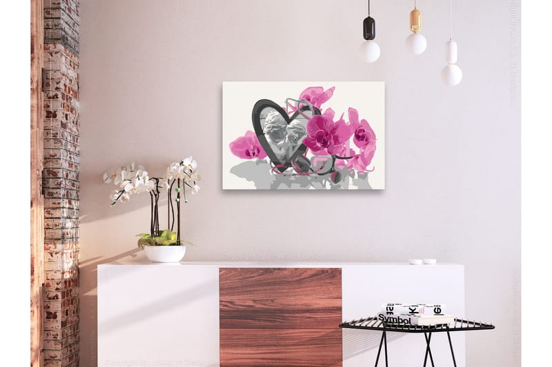 Gør-det-selv-maleri Angels Heart & Pink Orchid 60x40 cm - Artgeist sp. z o. o. - Boligtilbehør - Billeder & kunst - Mal selv