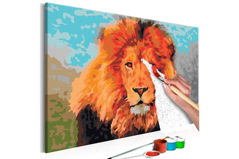 Gør-det-selv Maleri Lion  60x40 cm - Artgeist sp. z o. o. - Boligtilbehør - Billeder & kunst - Mal selv