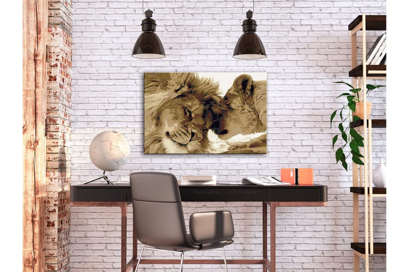 Gør-det-selv-maleri Lions In Love 60x40 cm - Artgeist sp. z o. o. - Boligtilbehør - Billeder & kunst - Mal selv