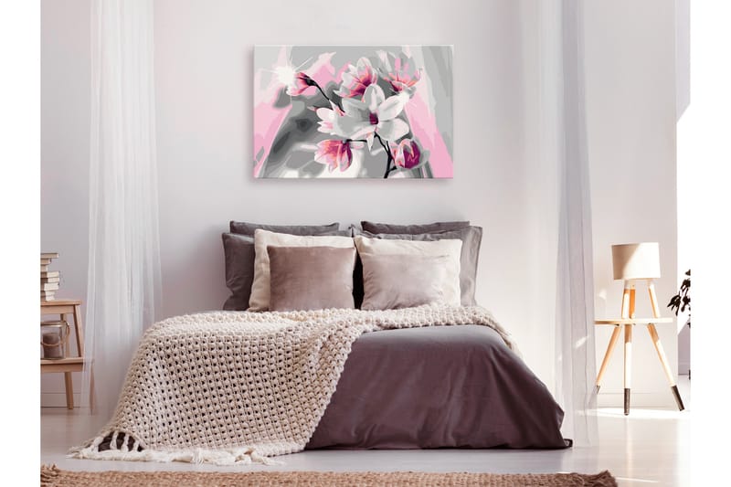 Gør-det-selv-maleri Magnolia Grey Background 60x40 cm - Artgeist sp. z o. o. - Boligtilbehør - Billeder & kunst - Mal selv