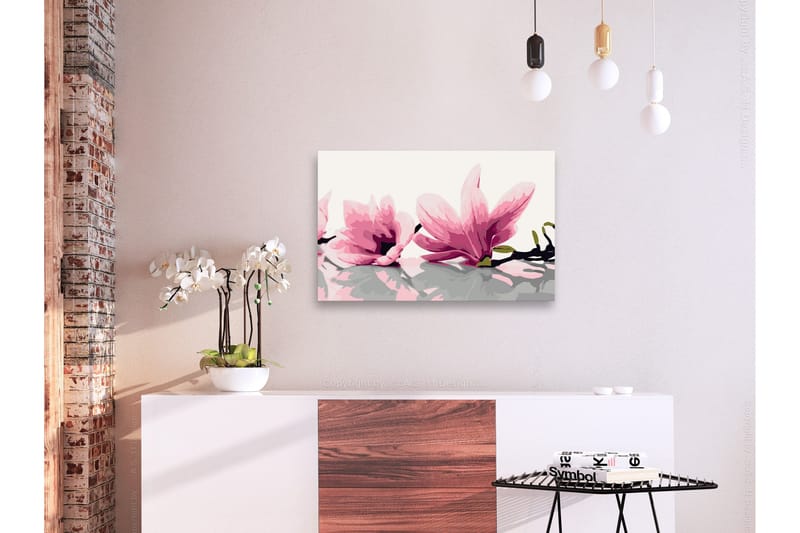 Gør-det-selv-maleri Magnolia hvid baggrund 60x40 cm - Artgeist sp. z o. o. - Boligtilbehør - Billeder & kunst - Mal selv