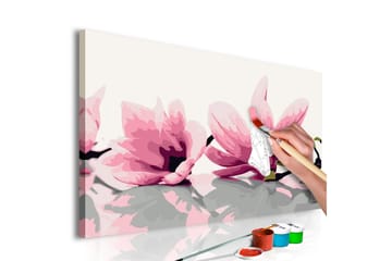 Gør-det-selv-maleri Magnolia hvid baggrund 60x40 cm - Artgeist sp. z o. o. - Boligtilbehør - Billeder & kunst - Mal selv