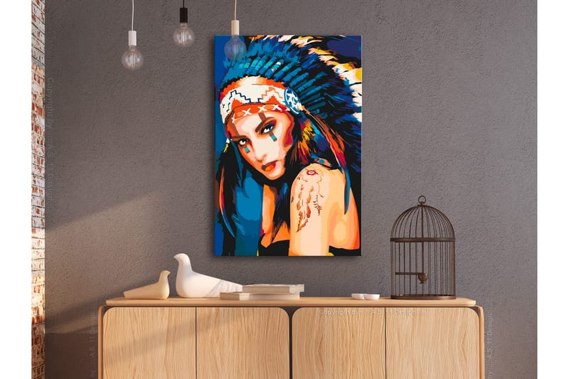 Gør-det-selv-maleri Native American Girl 40x60 cm - Artgeist sp. z o. o. - Boligtilbehør - Billeder & kunst - Mal selv