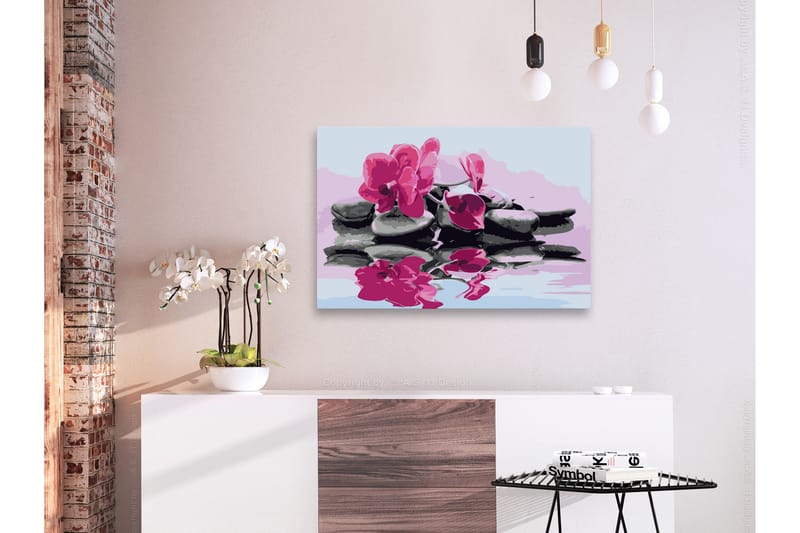 Gør-det-selv-maleri orkidé med zen-sten 60x40 cm - Artgeist sp. z o. o. - Boligtilbehør - Billeder & kunst - Mal selv