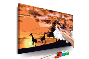 Gør-det-selv-maleri Savanne giraffer & elefanter 60x40 - Artgeist sp. z o. o. - Boligtilbehør - Billeder & kunst - Mal selv