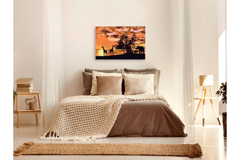 Gør-det-selv-maleri Savanne giraffer & elefanter 60x40 - Artgeist sp. z o. o. - Boligtilbehør - Billeder & kunst - Mal selv
