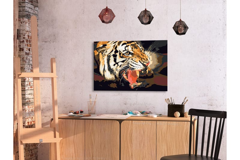 Gør-det-selv-maleri Tiger brøl 60x40 cm - Artgeist sp. z o. o. - Boligtilbehør - Billeder & kunst - Mal selv