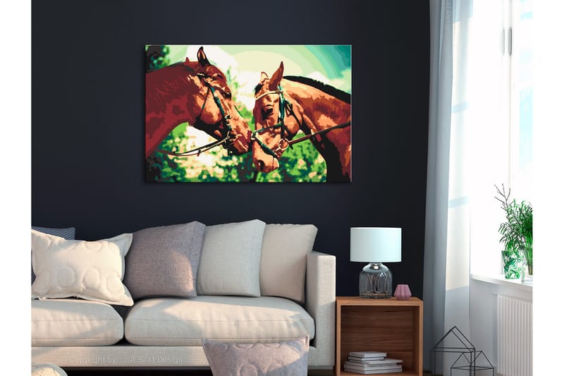 Gør-det-selv-maleri To heste 60x40 cm - Artgeist sp. z o. o. - Boligtilbehør - Billeder & kunst - Mal selv