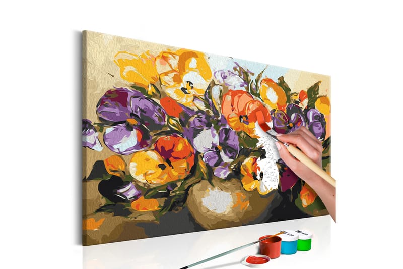 Gør-det-selv-maleri Vase of Pansies 60x40 cm - Artgeist sp. z o. o. - Boligtilbehør - Billeder & kunst - Mal selv