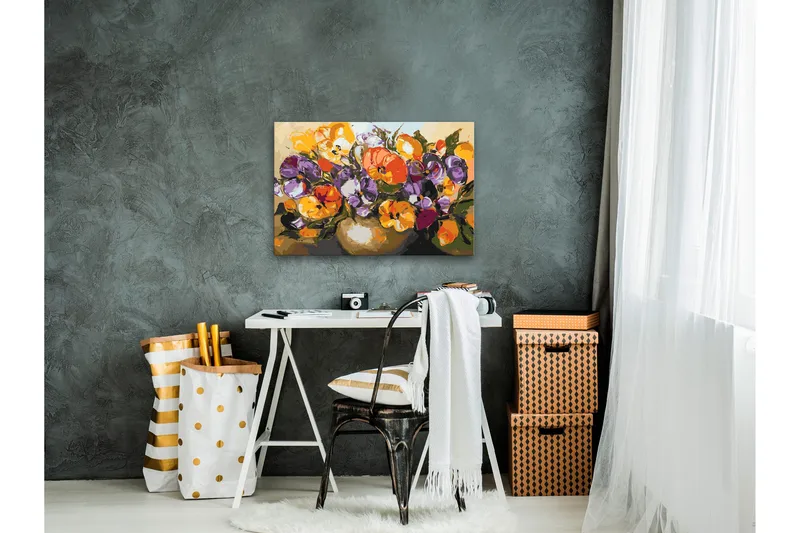 Gør-det-selv-maleri Vase of Pansies 60x40 cm - Artgeist sp. z o. o. - Boligtilbehør - Billeder & kunst - Mal selv