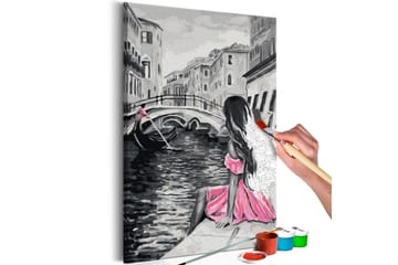 Gør-det-selv-maleri Venice A Girl In A Pink Dress 40x60 - Artgeist sp. z o. o. - Boligtilbehør - Billeder & kunst - Mal selv