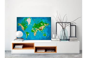 Gør-det-selv-maleri verdenskort Blå & grøn 60x40 cm - Artgeist sp. z o. o. - Boligtilbehør - Billeder & kunst - Mal selv