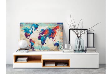 Gør-det-selv-maleri verdenskort blå & rød 60x40 cm - Artgeist sp. z o. o. - Boligtilbehør - Billeder & kunst - Mal selv