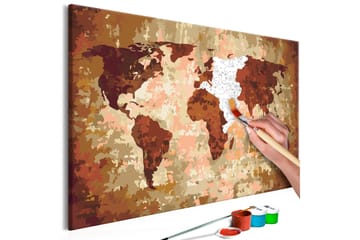 Gør-det-selv-maleri verdenskort jordfarver 60x40 cm - Artgeist sp. z o. o. - Boligtilbehør - Billeder & kunst - Mal selv