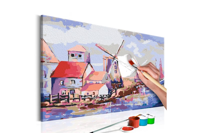Gør-det-selv-maleri Vindmølle Landskab 60x40 cm - Artgeist sp. z o. o. - Boligtilbehør - Billeder & kunst - Mal selv