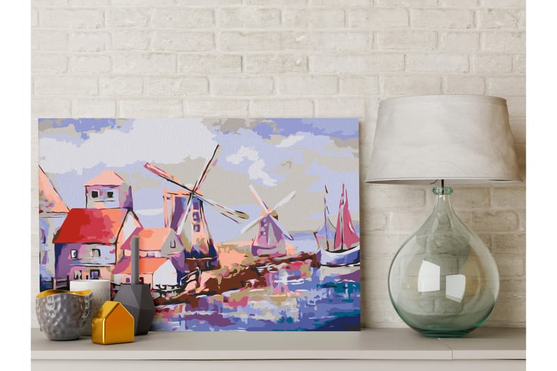 Gør-det-selv-maleri Vindmølle Landskab 60x40 cm - Artgeist sp. z o. o. - Boligtilbehør - Billeder & kunst - Mal selv