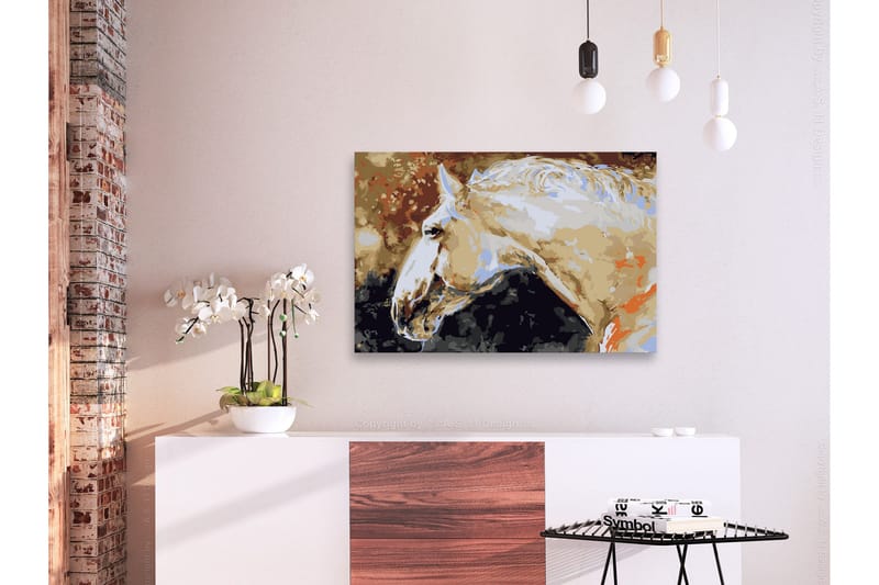 Gør-det-selv-maleri White Horse 60x40 cm - Artgeist sp. z o. o. - Boligtilbehør - Billeder & kunst - Mal selv