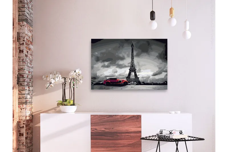 Gør-det-selv-maleri Paris Rød Limousine 60x40 cm - Artgeist sp. z o. o. - Boligtilbehør - Billeder & kunst - Mal selv