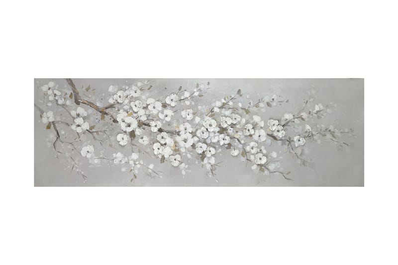 Oliemaleri 50x150 cm hvid sakura - Boligtilbehør - Billeder & kunst - Oliemaling