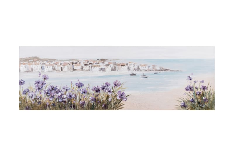 Oliemaleri 50x150cm Strand lilla blomster - Boligtilbehør - Billeder & kunst - Oliemaling