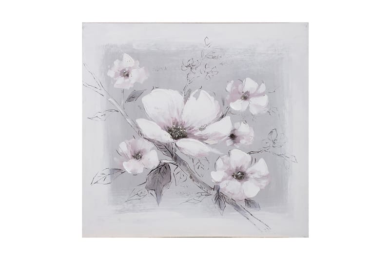 Oliemaleri 60x60cm Hvide blomster - Oliemaling - Billeder & kunst