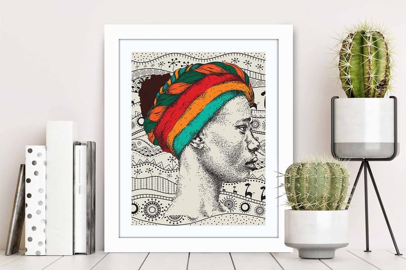 Orientalsk Billede med ramme flerfarvet - 22,3x52,8 cm - Boligtilbehør - Billeder & kunst