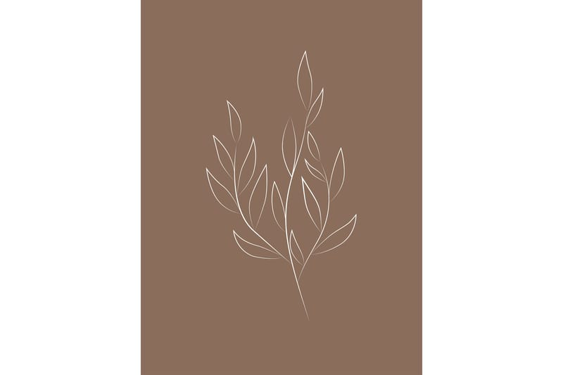 Poster Drawed leaf 30x40 cm - Brun - Posters & plakater