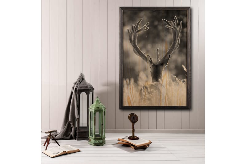 Deer In The Field Painting/Foto Grå/Beige - 50x70 cm - Dyreplakater - Posters & plakater