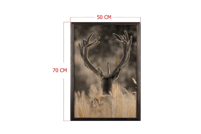 Deer In The Field Painting/Foto Grå/Beige - 50x70 cm - Boligtilbehør - Billeder & kunst - Posters & plakater