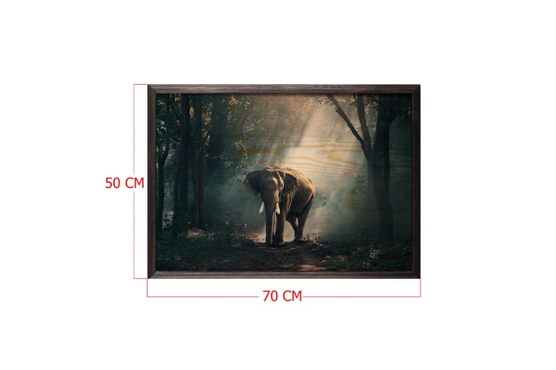Elephant In The Djungle Foto Grøn/Beige - 70x50 cm - Boligtilbehør - Billeder & kunst - Posters & plakater