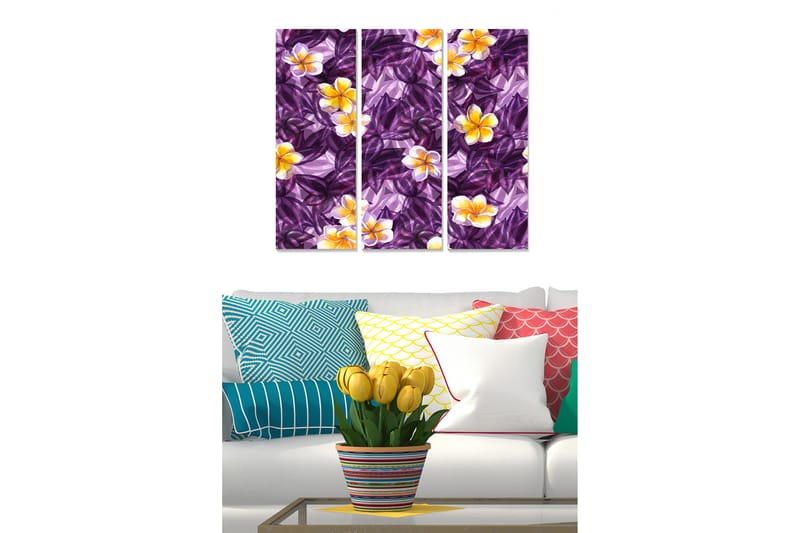 Fototapet Floral 3 stk Flerfarvet - 22x05 cm - Posters & plakater